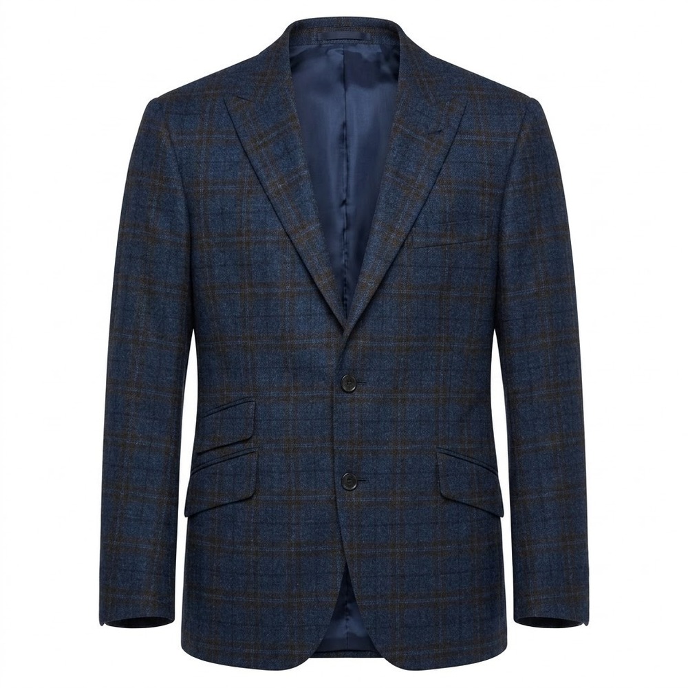 Strong Suit Cutlass Blue Windowpane Wool Cashmere Silk Blazer Sport Coat‎ 38R